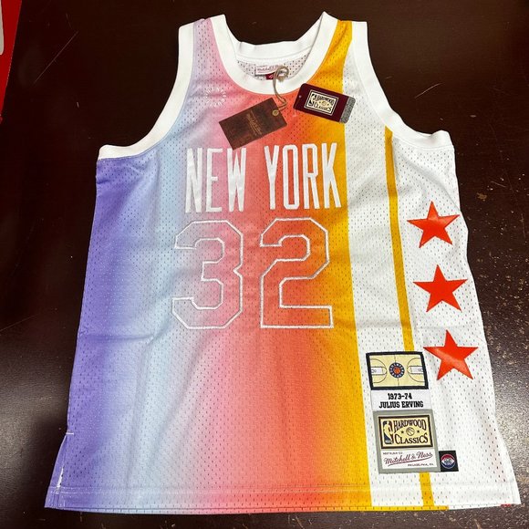 Mitchell & Ness Mens Multicolor Julius Erving #32 New York Nets Jersey Size L XL